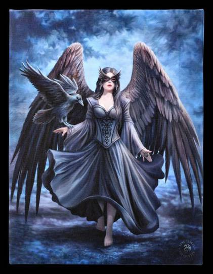 Small Canvas with Angel Raven by Anne Stokes